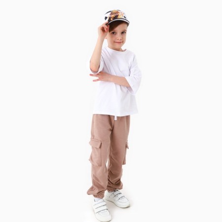 Baby cap for the boy "Anime", white color, rr 52-54 5-7 years-11