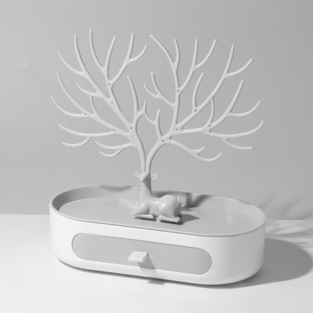 Stand for jewelry "Deer", oval stand, 26 × 25 cm, white-gray color-1