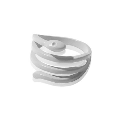 Ring "snake" bright, narrow, white color, size 18-2