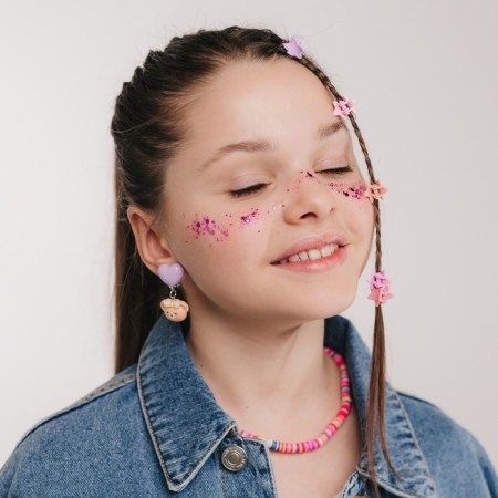 Kit for children 2 items: clips, glitter "butterflies", colored in gold-7