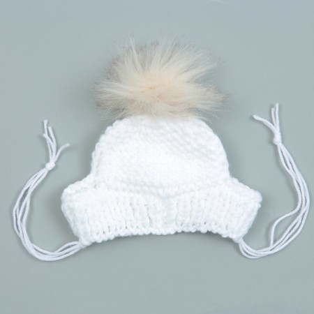 Knitted hat for dogs, with pompom, m-l (head volume 28 cm, height 9 cm), mix-9