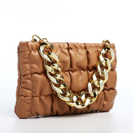 Lightning bag, long chain, brown color-4