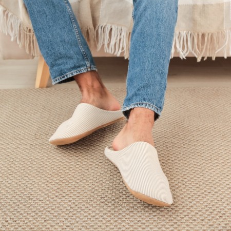 Male slippers, eco size 42-43, beige strip