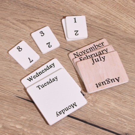 Souvenir eternal calendar, wood, 11x6x11 cm, col. blue-2