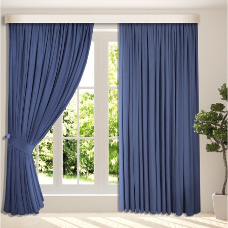 Set of curtains "Canvas", size 200x260 cm, 2 pcs, blue color-7