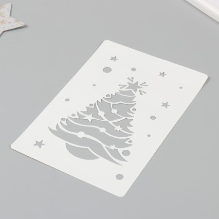 Plastic stencil "New Year tree", size 16x24 cm-1