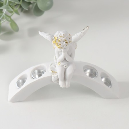 Polystone candlestick for 4 candles "Angel Prayer" D-1,2 cm 10.2x13.6x5 cm-4