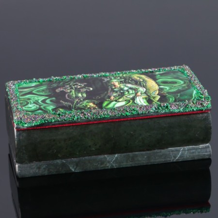 Casket "Mistress of the Copper Mountain" 15x7x5.5 cm, natural stone, coil-1