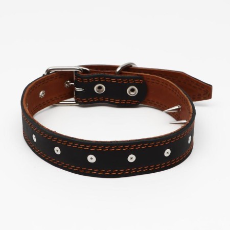 The leather collar "strict spike", 70 x 3.5 cm, Osh 45-60 cm, black