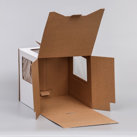 Box for cake 2 windows, with handles, white, 28 x 28 x 28 cm-3
