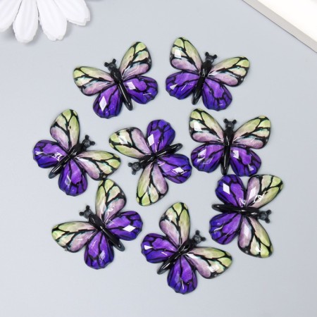 Decor for creativity Plastic "Butterfly, purple-yellow wings" 2.5x3.2 cm-2