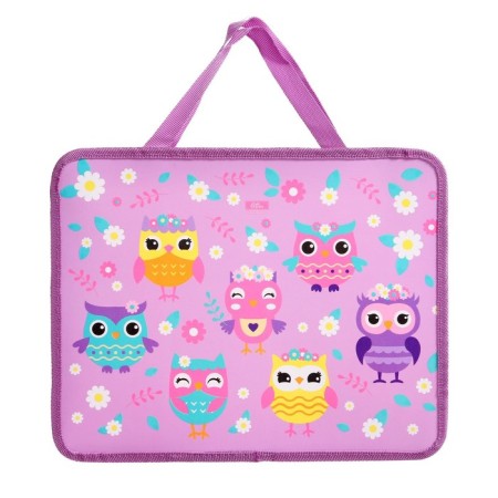 Folder with A4 handles, 330 x 260 x 75 mm, plastic, pens, calligrata "owls"-2