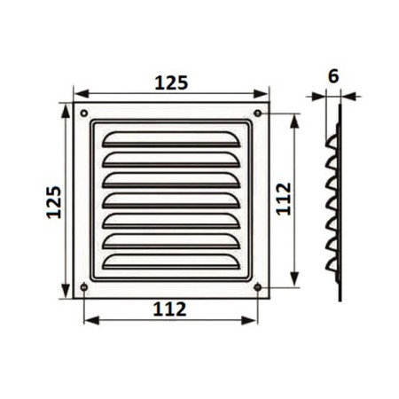 Ventilation grate Zein luxury RM1212Z, 125 x 125 mm, with a grid, metal, gold-6