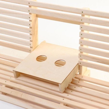Benching bench double with a sliding armrest suspended-2