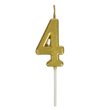 Candle in a cake on a skewer, number 4, gold, 4.5x2.5 cm-2