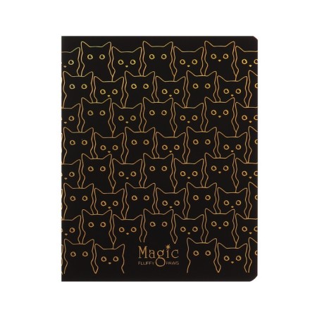 Notebook of 48 sheets in the Meshu Black Cat cage, cover coated cardboard, matte lamination, foil embossing, offset block, mix-2