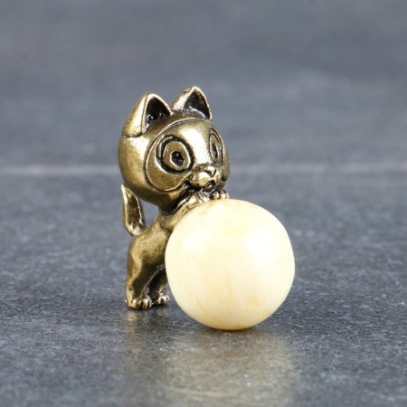 Souvenir "Cat", Brass, Amber Smole, 2.9x1.5x2.0 cm