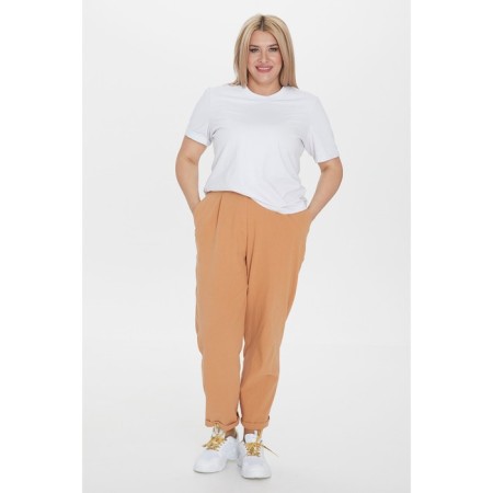 Female trousers, size 58, beige color-1