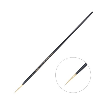 Brush of columns Round shortened ROBLOFF series 1117 No. 00, long black handle, matte yellow clip