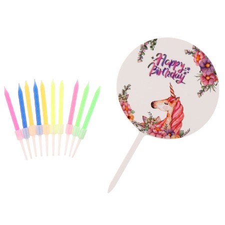 Set for decorating the table "Unicorn": candles, topper, balls, set 16 pcs in a set.-4