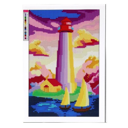 Diamond mosaic with full filling on the canvas "Mayak", 20 x 30 cm-2