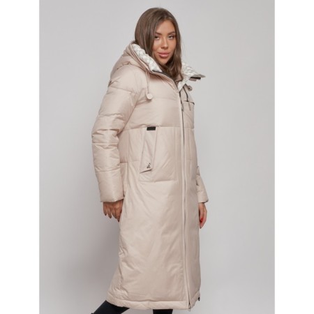 Coat insulated winter female, size 44, beige color-6