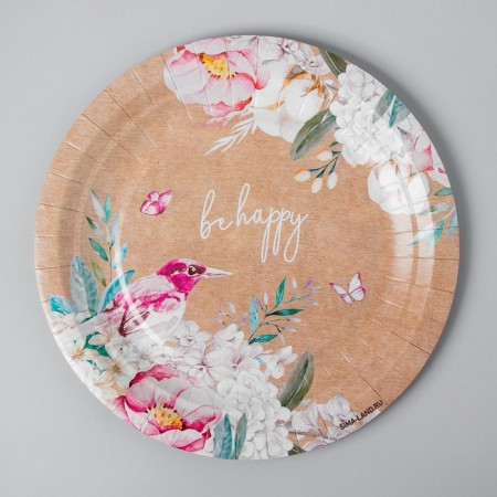 Disposable plate Flowers, craft, single -layer, 18 cm-2