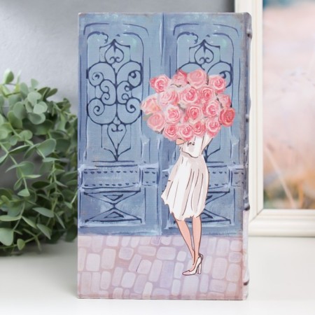 Safe Brush Tree leatherette "Girl with a bouquet" 21x13x5 cm-5