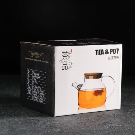 Glass Glass “Glori”, 1 l, with a metal sieve, the color is gray-4