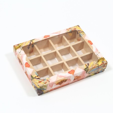 "Box for sweets, 12 pcs, 19 x 15 x 3.5 cm, craft flowers"
