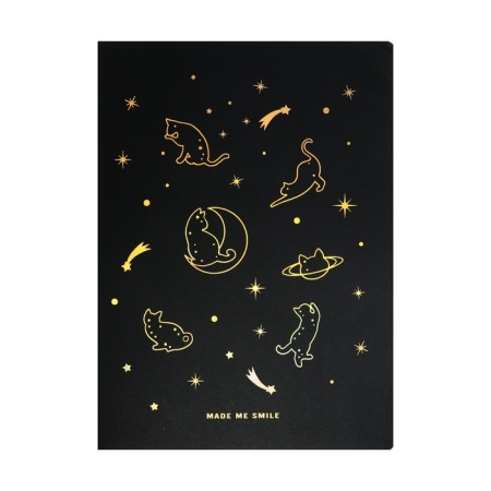 A4 sketchbook, 26 black sheets, "cat on the moon", density 110 gr., Mix-2