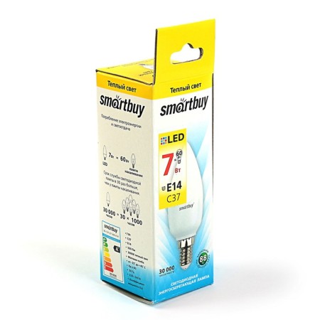 Smartbuy, C37, 7 W, E14, 3000 K, warm white lamp-1