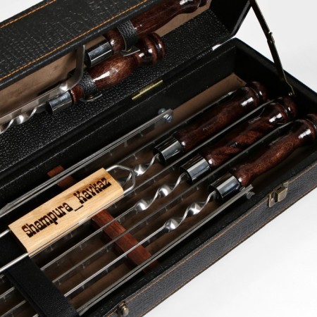 Set with skewers Gift "picnic" in a box from eco-leather No. 3-2