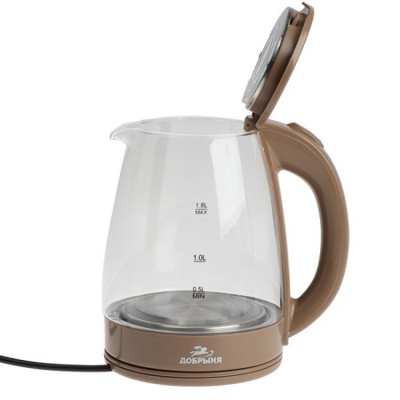 Electric Dobrynya kettle DO-1254B, glass, 1.8 l, 1800 watts, beige-5