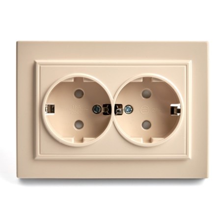 2-seater s/s outlet, Stekker series Erna, PST16-9014-02, ivory