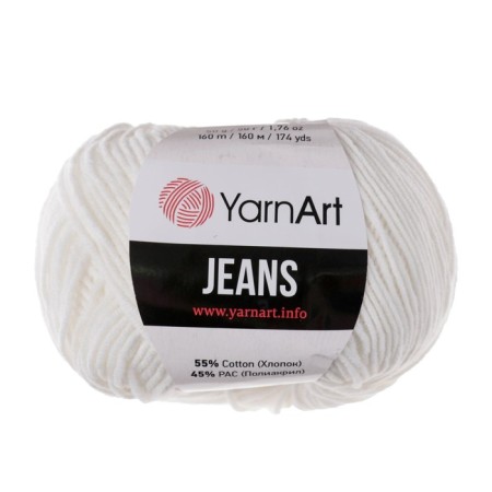 Yarn "jeans" 55% cotton, 45% acrylic 160m/50g (01 white)-1
