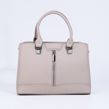Lightning tout bag, outer pocket, long belt, light-beige color