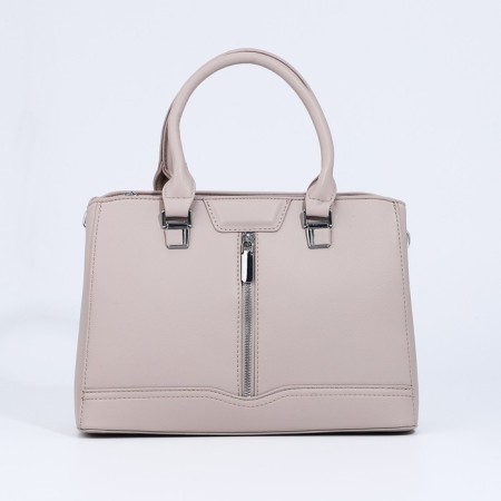 Lightning tout bag, outer pocket, long belt, light-beige color