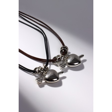 Kulons on the lace "Uzolnoi" heart with an arrow, black-brown color, 45 cm-2