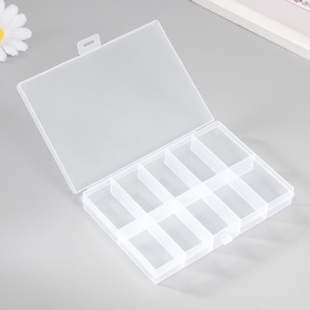 Casket Plastic for trifles "rectangular" transparent 10 compartments 9x13x1.7 cm-1