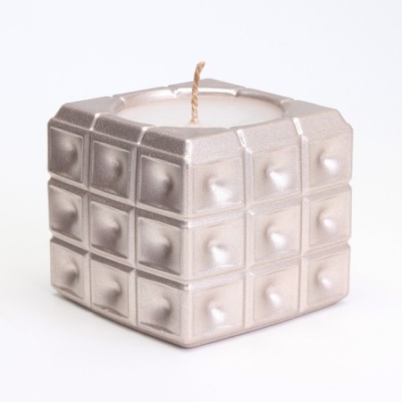 Candle "Square to a Point" in a candlestick of gypsum, 7.5x6.5cm, champagne-1