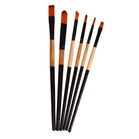 Set of brushes nylon 6 pieces: 2 round, 4 flat