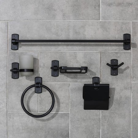 Set for the bathroom "Loft", 6 items, black color