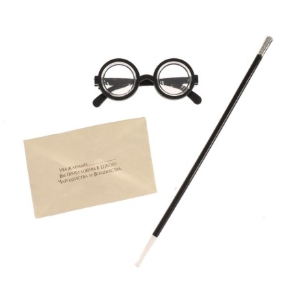 Carnival set "Wizard Harry" glasses, wand, letter-2