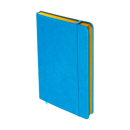 Leduced Diary A5, 140l, Cage, leatherette, elastic band, yellow cut, blue-1