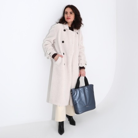 Luggage bag, external pocket, long belt, gray-blue color-7