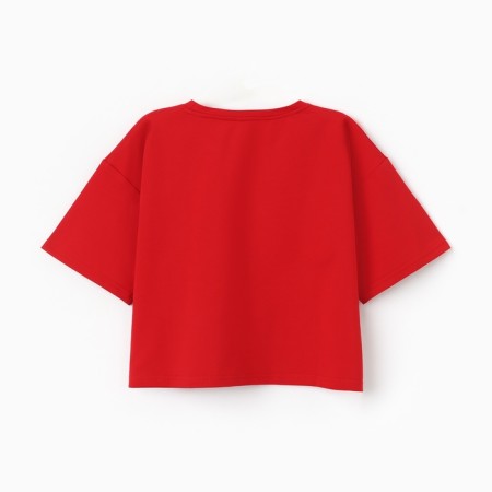 T-shirt shortened female Minaku Oversize Fit: Fuchsia Color, Rr. 44-7