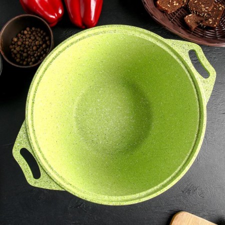 Trendy Style pan, 4 l, glass cover, anti -stick coating, green color-9
