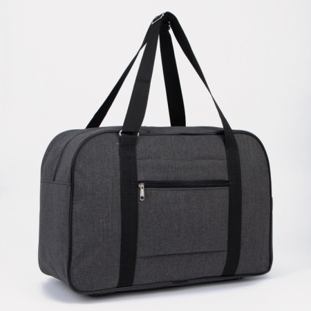 Road bag with lightning, external pocket, suitcase holder, black/gray color