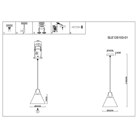 Suspension EVOLUCE. Sle125103-01. Modica. 1x40 W, E14, 23x23x22 cm, white color-4